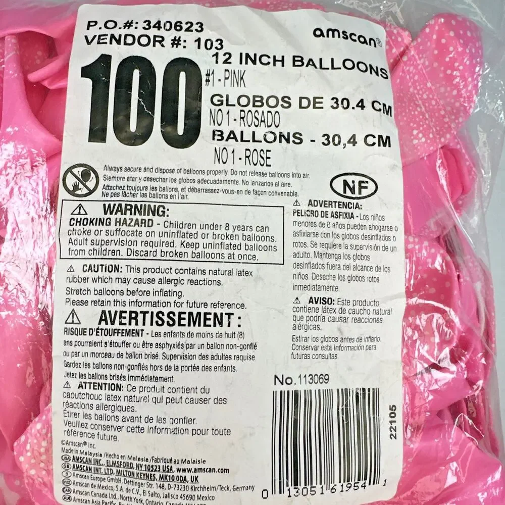 Pink Paradise #1 Printed Latex 1st Birthday Balloons Girl - 12